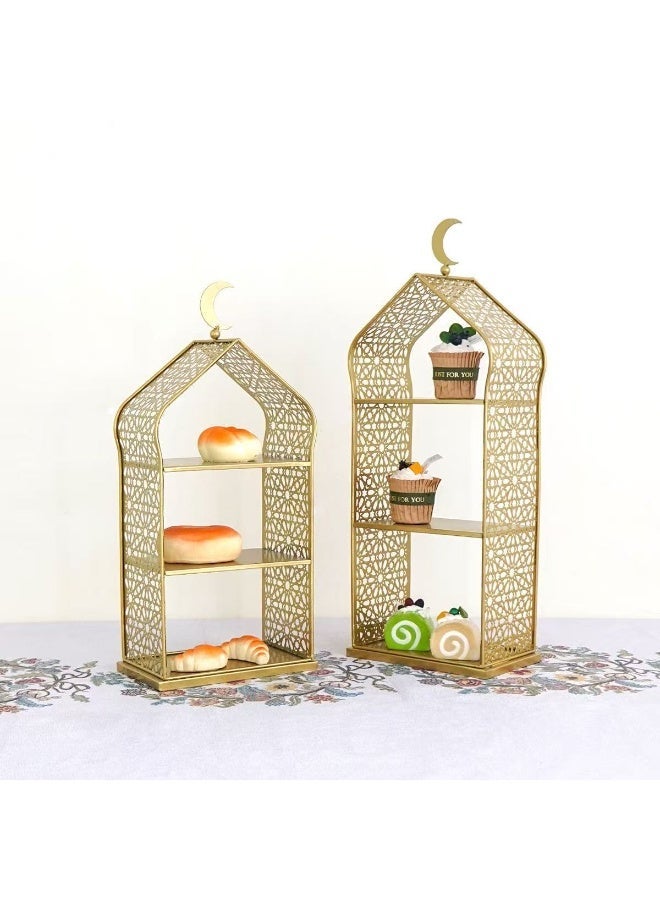 CityRiya-Long Ramadan Dates Tray, Eid Snack Serving Tray, 3 Sets Cookie Boxes, Nuts Candy Snacks Plate for Ramadan, Fruit Tea Serving Trays, Decorative Food Storage Container for Dates, Cakes,Nuts, Coffee (YB212) - Image 2